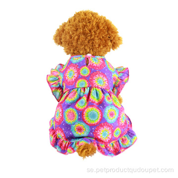 Flerfärgad stickad klänningskjol för husdjurskläder